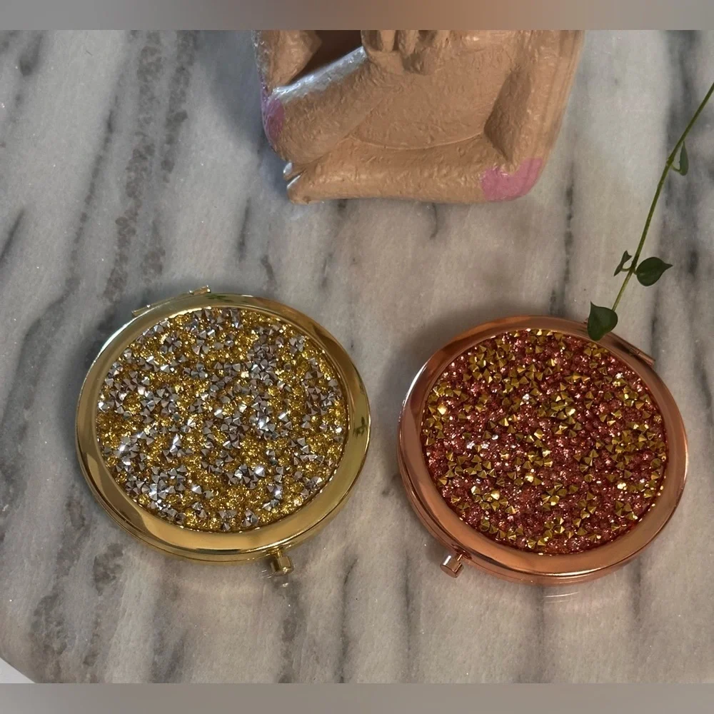 Compact Mirror Set Small Travel Magnifying Pocket Mirrors for Purse 2 Pieces